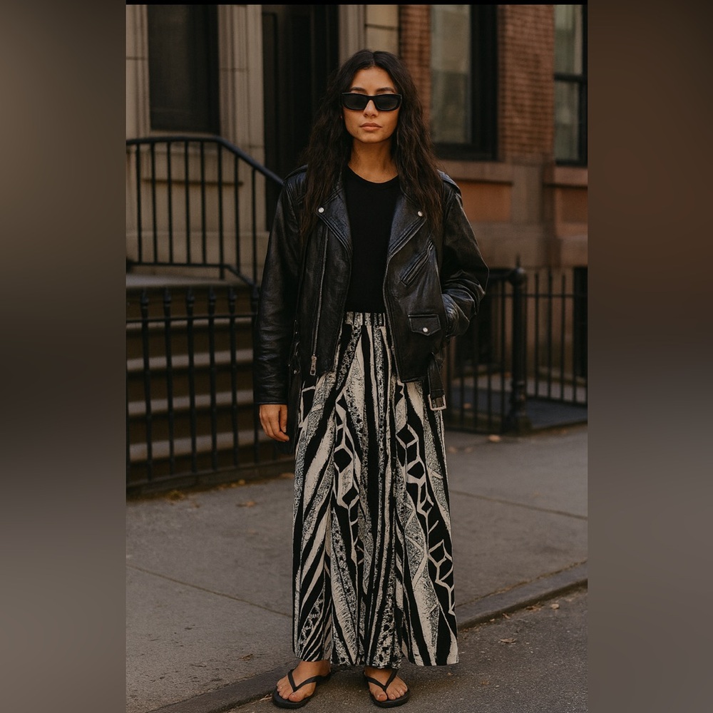 Black and White Abstract Maxi Skirt